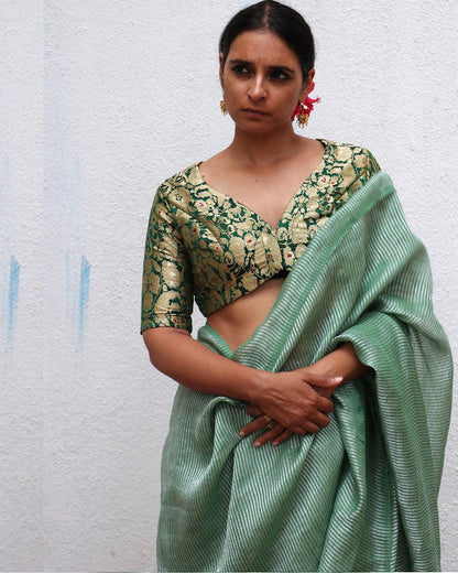 Mehendi Green Brocade Blouse - TOG