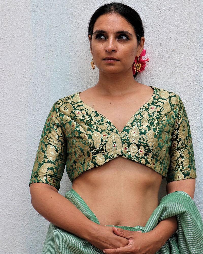 Mehendi Green Brocade Blouse - TOG