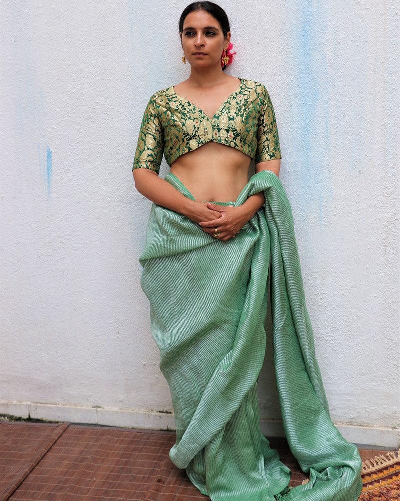 Mehendi Green Brocade Blouse - TOG