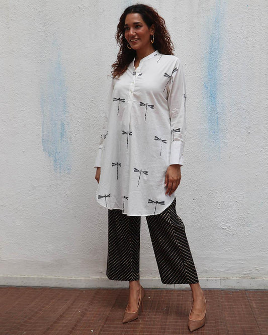 Gone with the Wing Handblock Printed Kurta Set - Mono