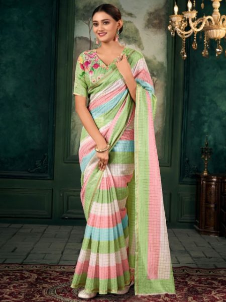 LeeliPeeri Designer Checked Zari Designer Chanderi Saree
