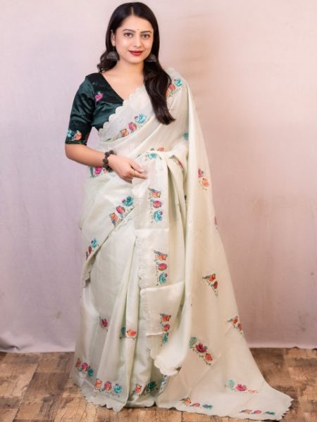 LeeliPeeri Designer Embellished Embroidered Art Silk Saree
