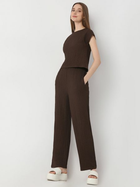 Relaxed Fit Full Length High Rise Palazzo with Elasticated Waistband
