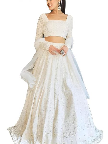 TRENDMALLS Women's Georgette Embroidery Sequence Work Lehenga Choli With Dupatta Free Size