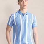 U.S. Polo Assn. Vertical Striped Polo Collar Pure Cotton Slim Fit T-shirt