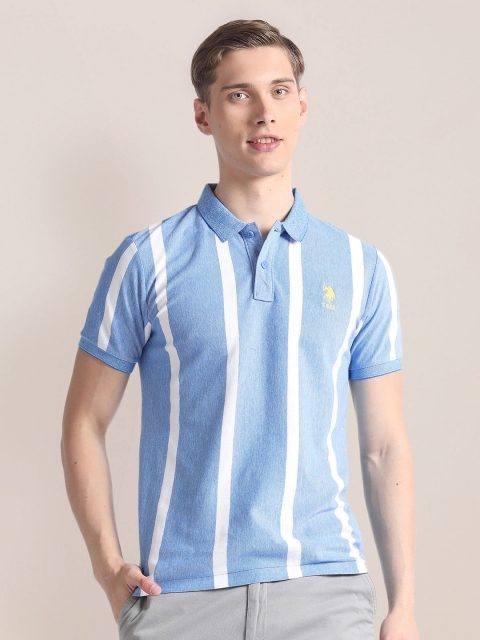 U.S. Polo Assn. Vertical Striped Polo Collar Pure Cotton Slim Fit T-shirt